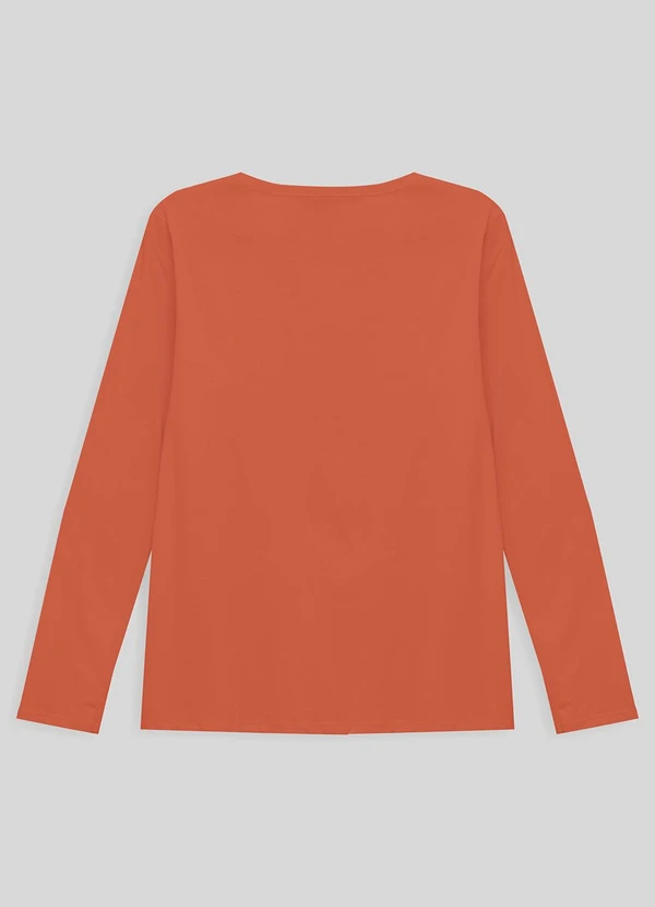 Basicamente - Camiseta Babylook Manga Longa Gola C Laranja 2