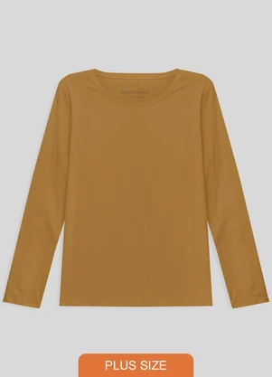 Basicamente - Camiseta Babylook Manga Longa Gola C Plus - BASICAMENTE