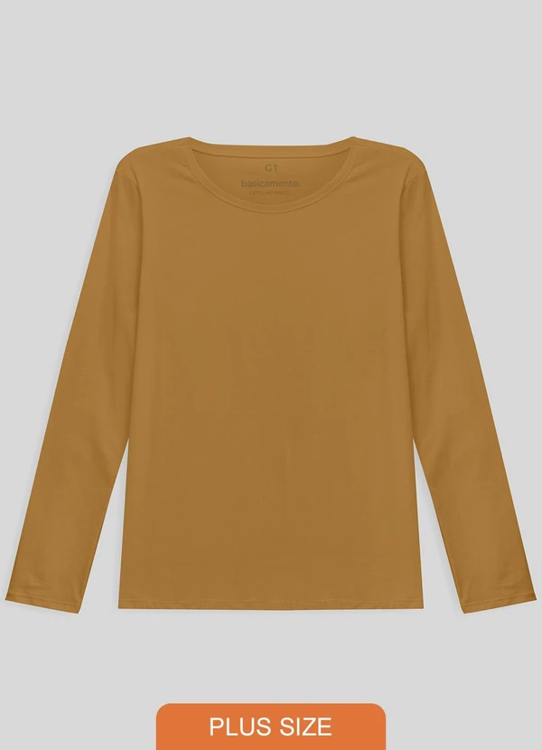 Basicamente - Camiseta Babylook Manga Longa Gola C Plus