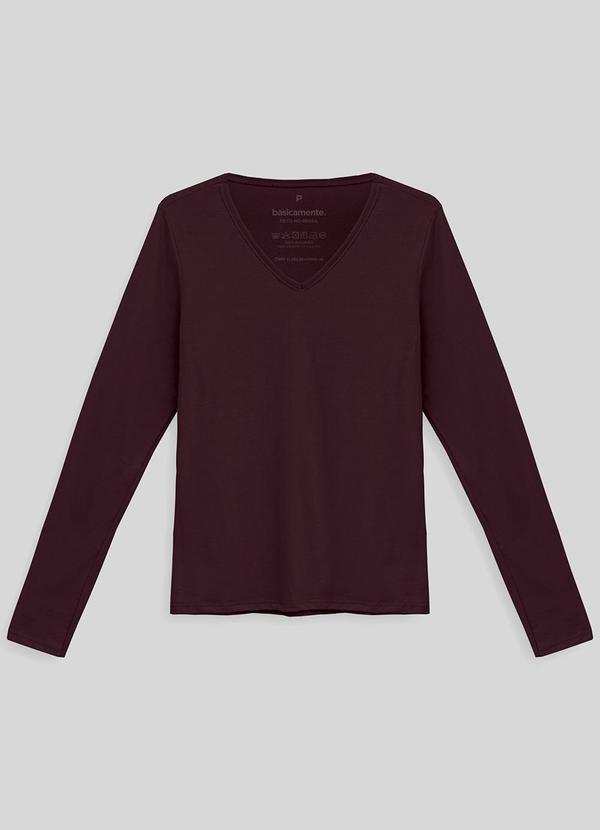 Basicamente - Camiseta Babylook Manga Longa Gola V