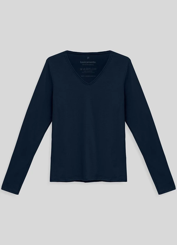 Basicamente - Camiseta Babylook Manga Longa Gola V 3