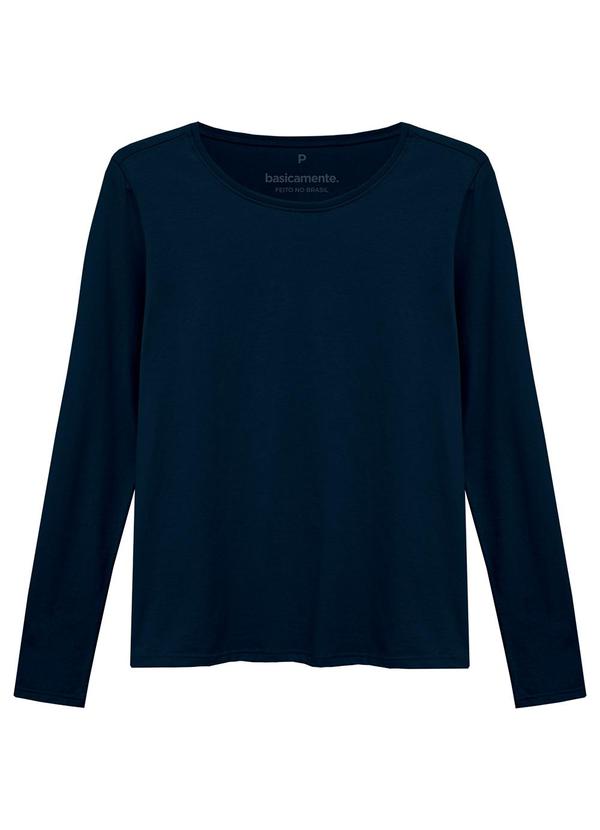 Basicamente - Camiseta Básica Manga Longa Azul Marinho