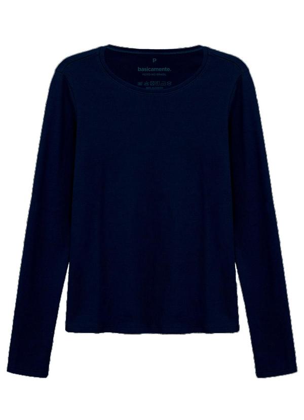 Basicamente - Camiseta Ribana Manga Longa Feminina