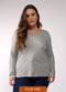 Basicamente - Camiseta Slim Gola V Manga Longa Plus Verde - variação: Cinza