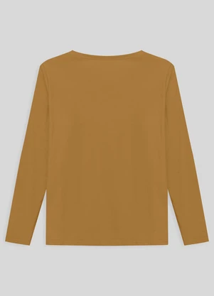 Basicamente - Camiseta Slim Gola V Manga Longa Plus Feminina - BASICAMENTE