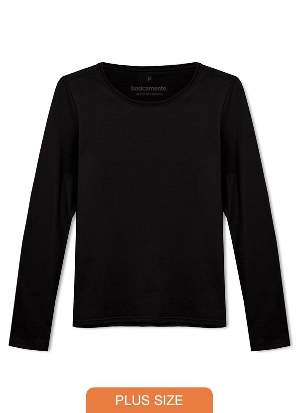 Basicamente - Camiseta Slim Manga Longa Feminina Preto 1