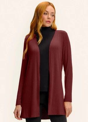 Endless - Cardigan Ribana Canelada Básico Vermelho - ENDLESS