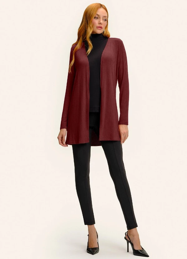 Endless - Cardigan Ribana Canelada Básico Vermelho 3