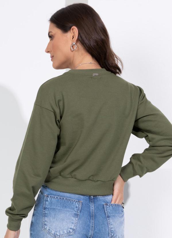 Quintess - Casaco Verde Cropped com Bordado Frontal 2