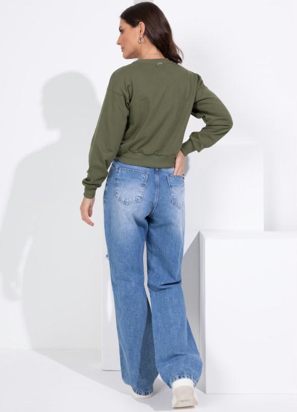 Quintess - Casaco Verde Cropped com Bordado Frontal 4