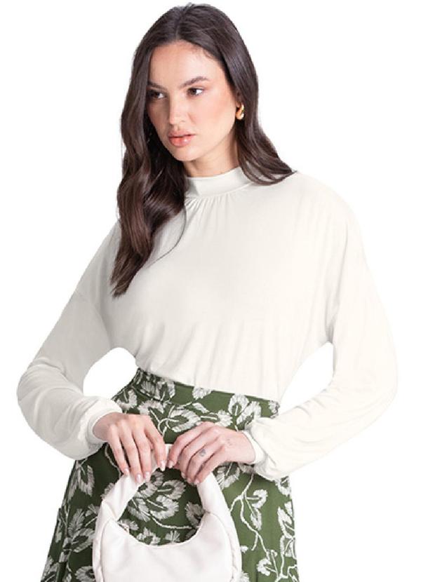 Rezzato - Cropped Gola Alta Ampla Feminino Branco 1