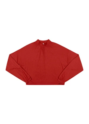Outlet - Cropped Gola Alta Ampla Feminino Vermelho - OUTLET