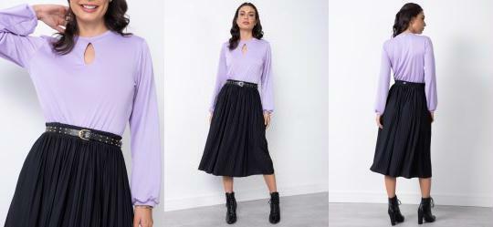 Cropped Lils com Gota no Decote e Mangas Longas