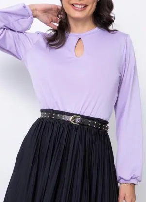 Quintess - Cropped Lilás com Gota no Decote e Mangas Longas - QUINTESS