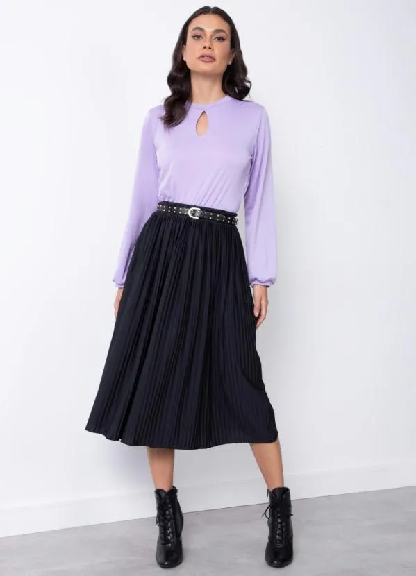 Quintess - Cropped Lilás com Gota no Decote e Mangas Longas 2