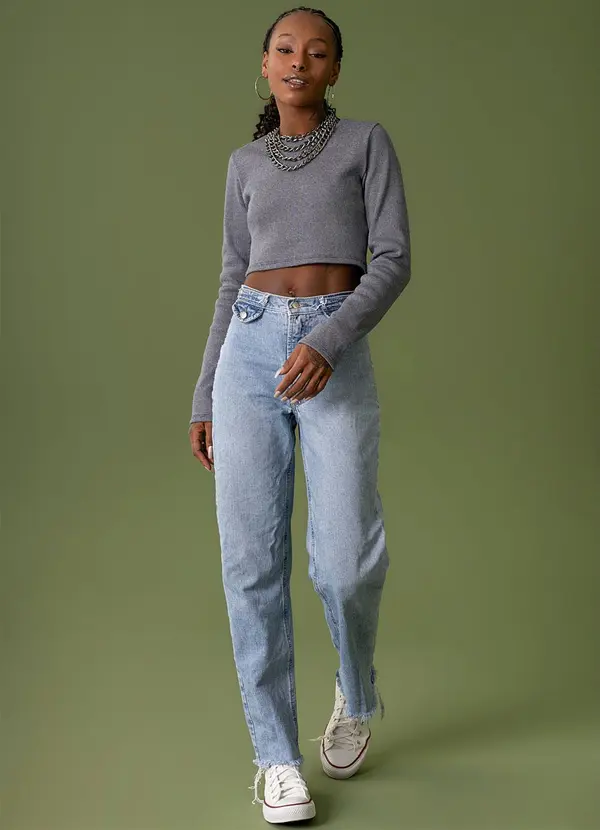 The Philippines - Cropped Manga Longa Ribana Azul 3