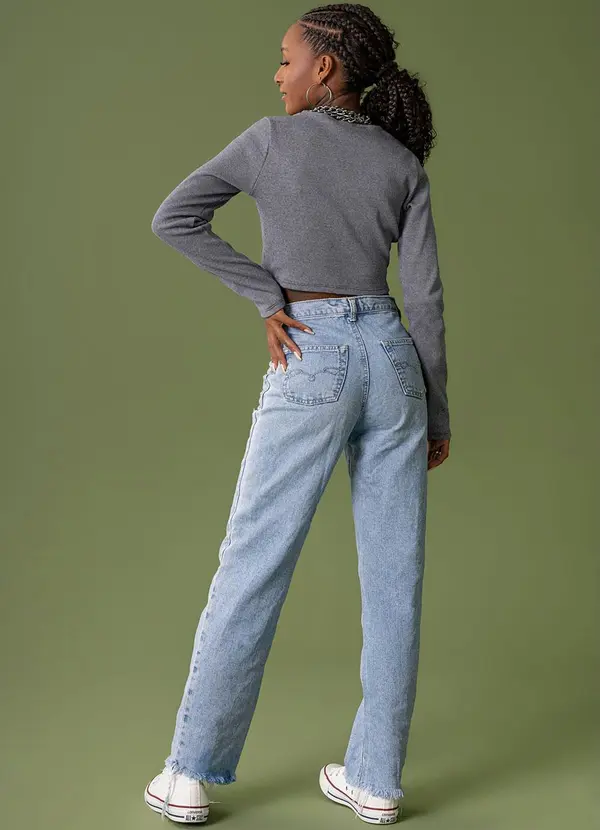 The Philippines - Cropped Manga Longa Ribana Azul 4