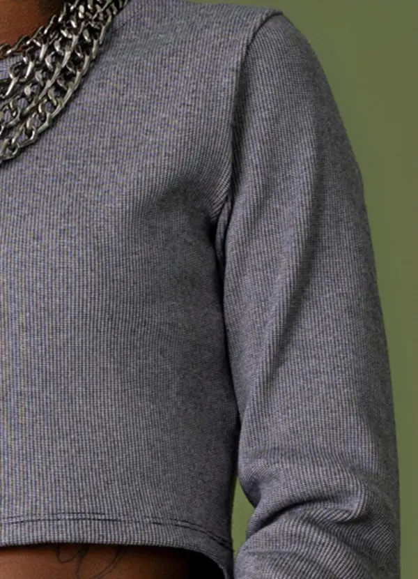 The Philippines - Cropped Manga Longa Ribana Azul 5