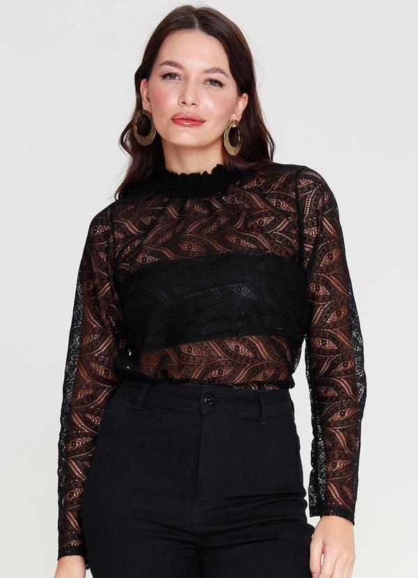 Gatabakana - Manga Longa Rendada Preto