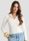 Dianna - Polo Manga Longa Feminina Cotton Leve Preto - variação: Bege
