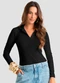 Dianna - Polo Manga Longa Feminina Cotton Leve Preto - variação: Preto