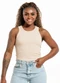 Cobertura - Regata Feminina Cropped  Preto - variação: Bege