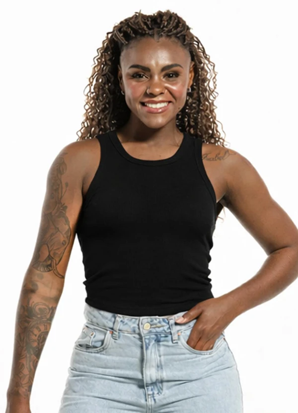 Cobertura - Regata Feminina Cropped Preto