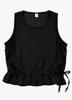 Infinita Cor - Regata Feminina em Crepe Preto - INFINITA COR