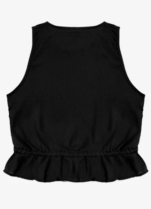 Infinita Cor - Regata Feminina em Crepe Preto - INFINITA COR
