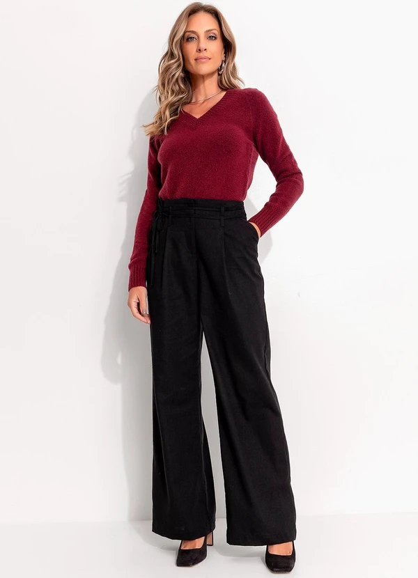 Quintess - Suéter em Tricô Bordô Decote V 3