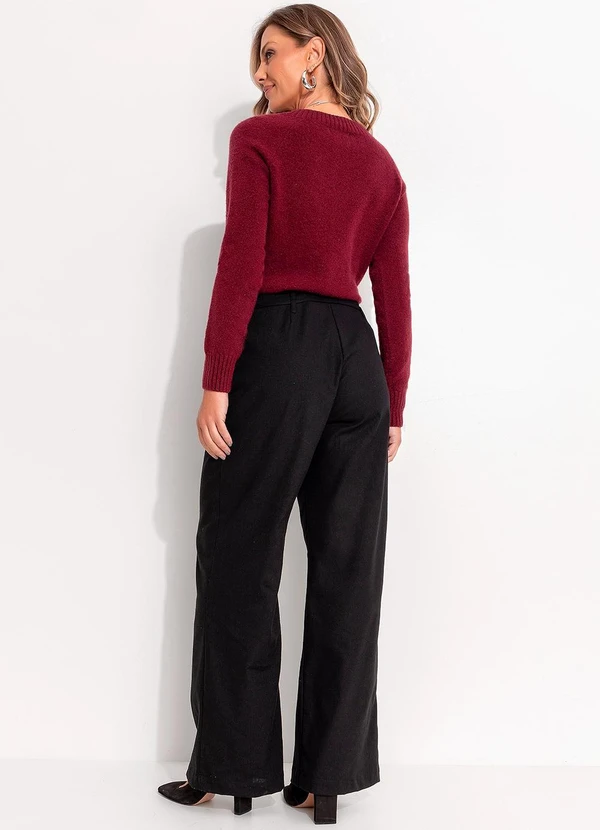 Quintess - Suéter em Tricô Bordô Decote V 4