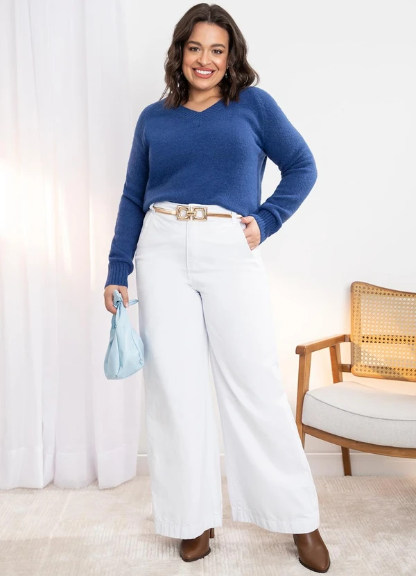 Quintess - Suéter em Tricô Marinho Decote V 9