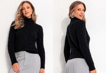 Suter em Tric Preta Gola Alta