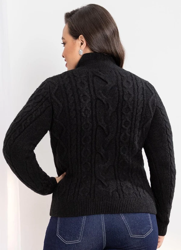 Quintess - Suéter em Tricô Preta Gola Alta 8