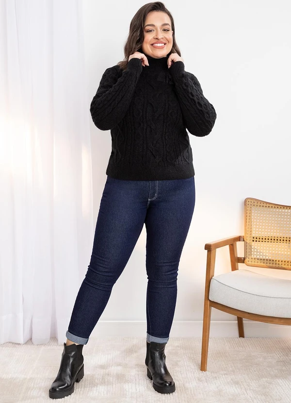 Quintess - Suéter em Tricô Preta Gola Alta 9