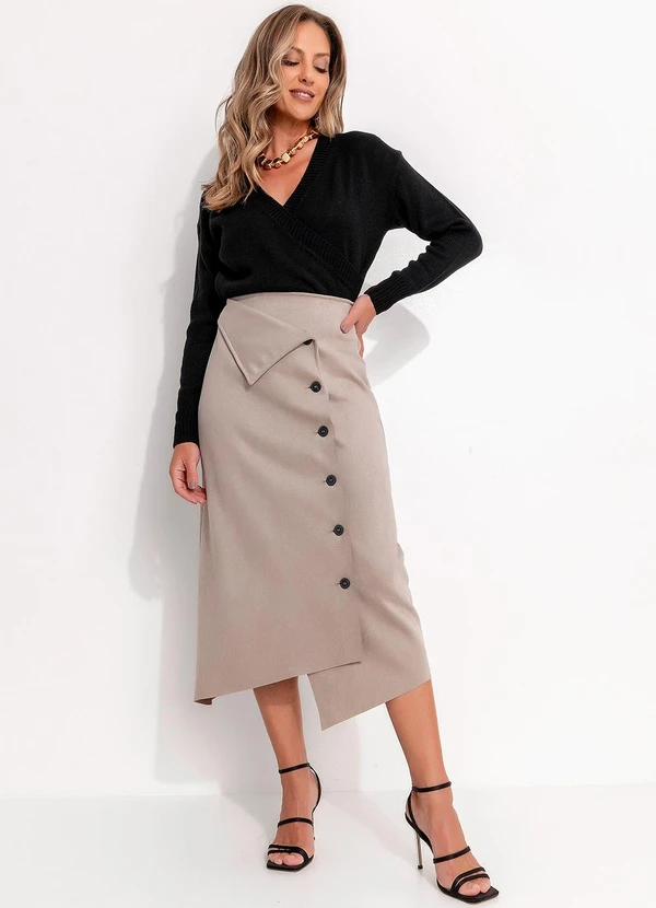 Quintess - Suéter em Tricô Preta Transpassada 3