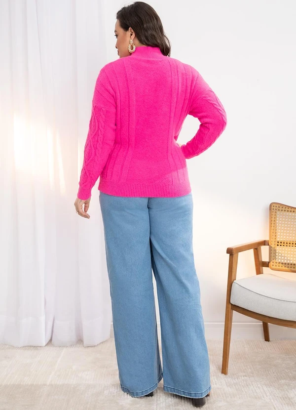 Quintess - Suéter em Tricô Rosa com Textura 11