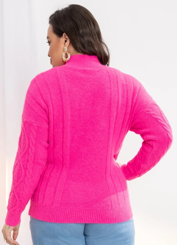 Quintess - Suéter em Tricô Rosa com Textura 9