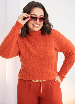 Quintess - Suéter em Tricô Terracota com Textura - QUINTESS