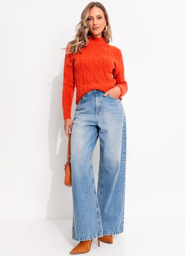 Quintess - Suéter em Tricô Terracota com Textura 4