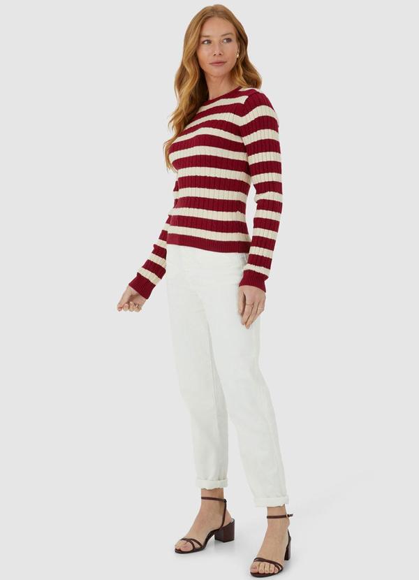 Malwee - Suéter em Tricot Listrado Vermelho 3