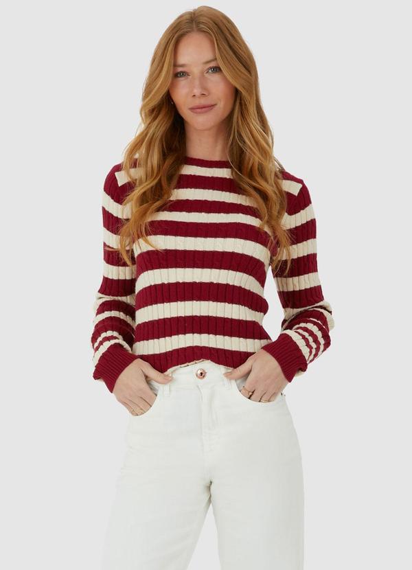 Malwee - Suéter em Tricot Listrado Vermelho 4