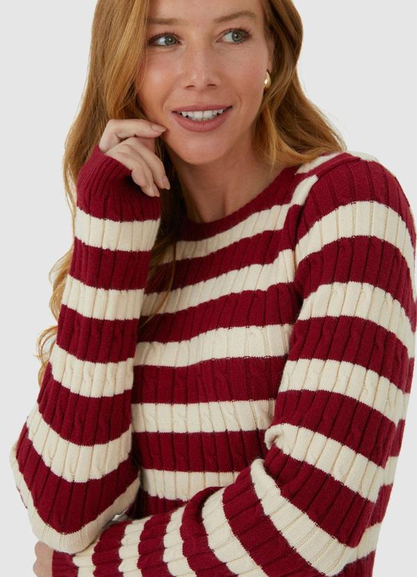 Malwee - Suéter em Tricot Listrado Vermelho 5