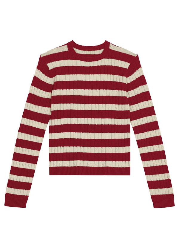Malwee - Suéter em Tricot Listrado Vermelho 6