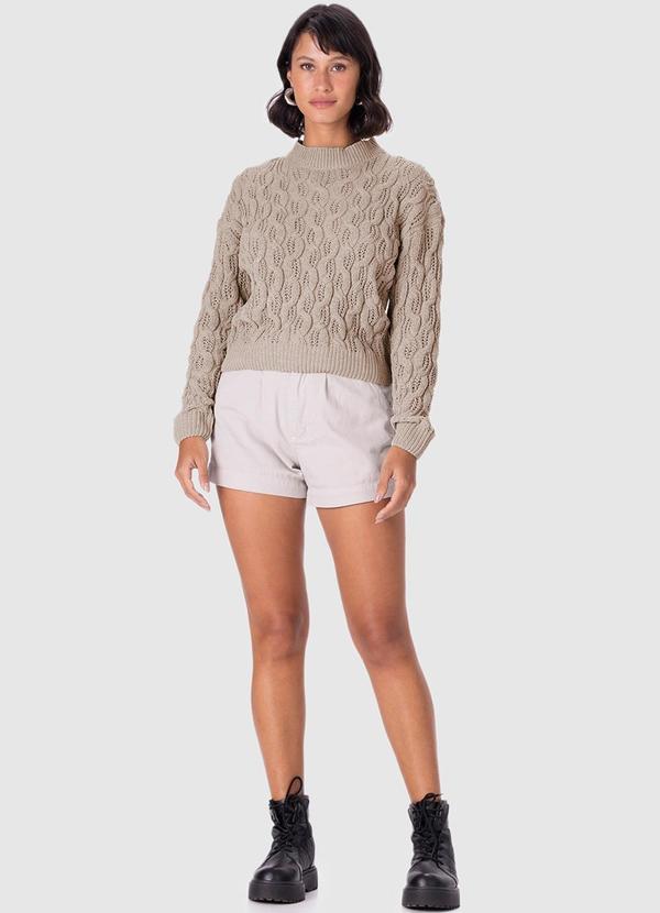 Malwee - Suéter Feminino em Tricô Bege