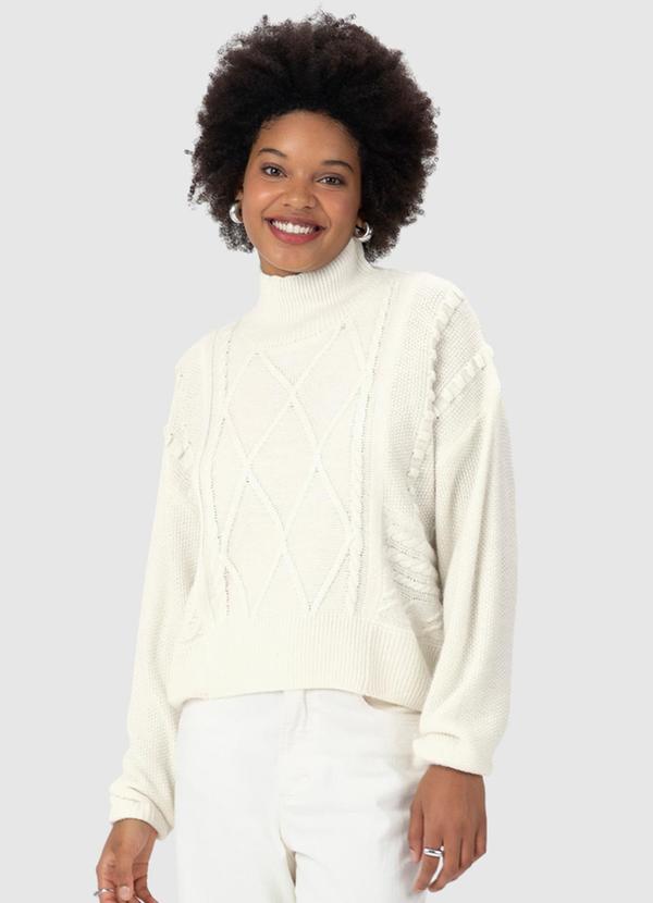 Malwee - Suéter Feminino em Tricô Bege