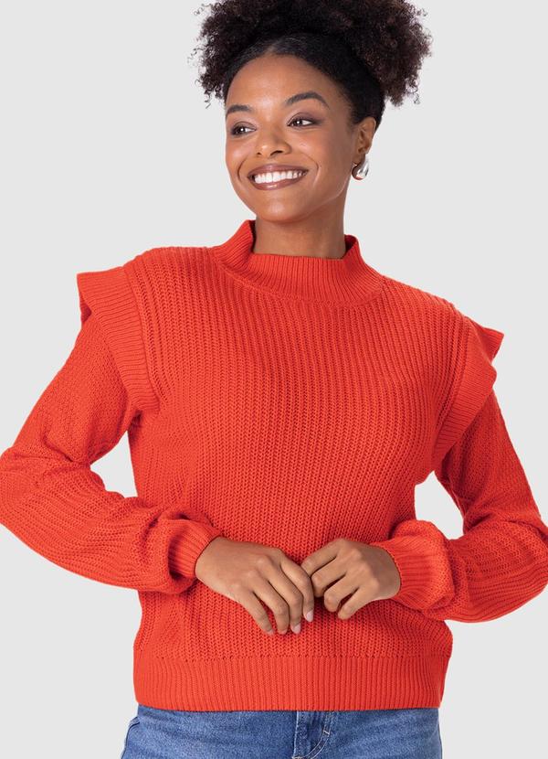 Malwee - Suéter Feminino em Tricô Laranja