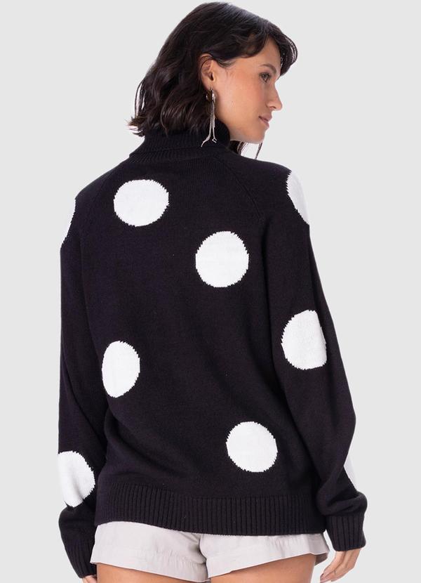 Malwee - Suéter Feminino em Tricô Poá Preto 2