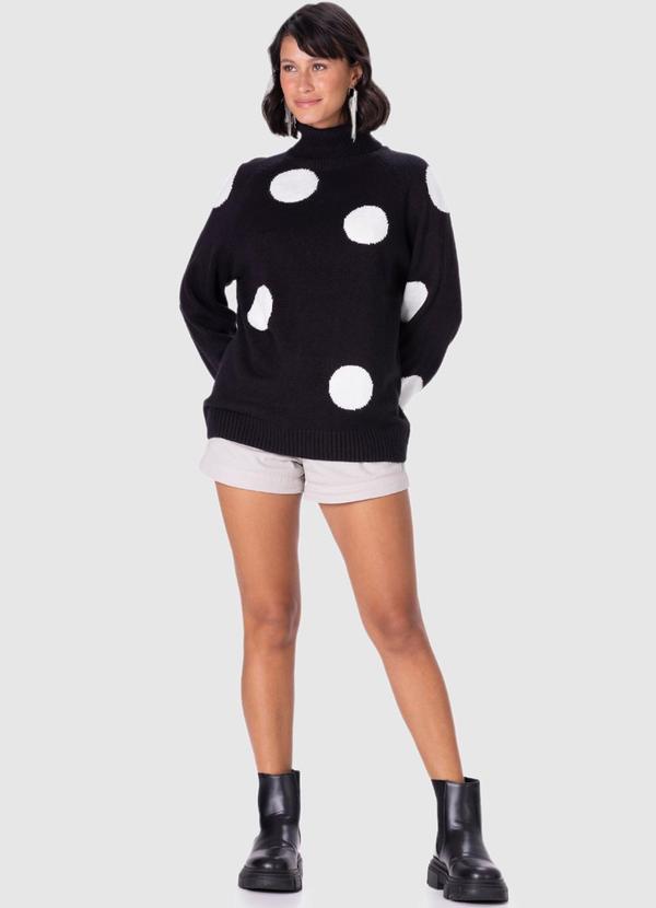 Malwee - Suéter Feminino em Tricô Poá Preto 3