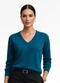 Rovitex - Sueter Feminino Gola V em Tricot Marrom - variação: Azul Petroleo